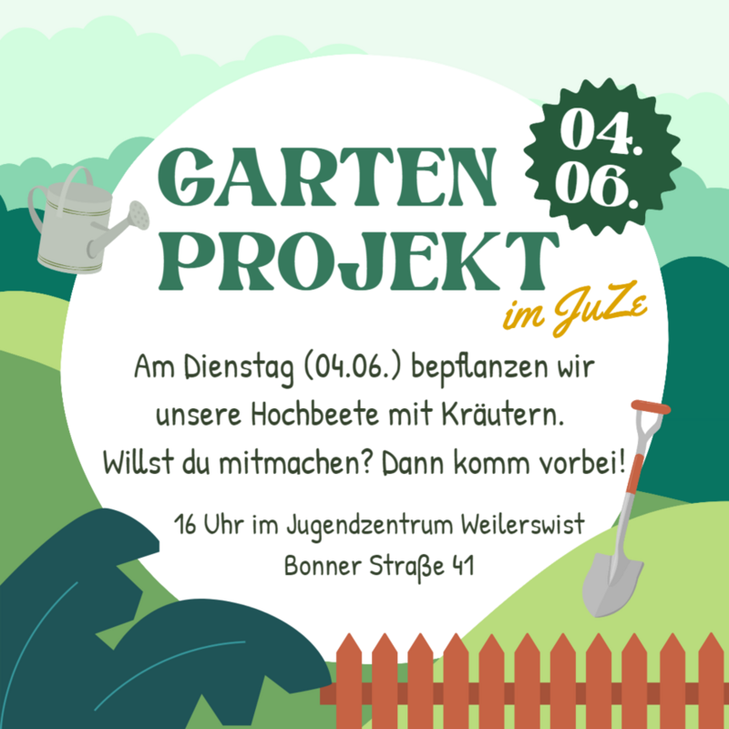 Plakat mit Informationen zum Gartenprojekt im JuZe